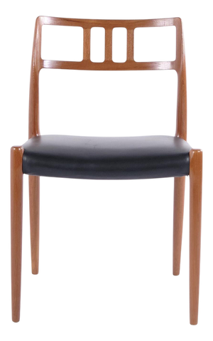 Model 79 Dining or Entrance Chair in Teak and Black Leather by Niels Otto Møller, 1960s