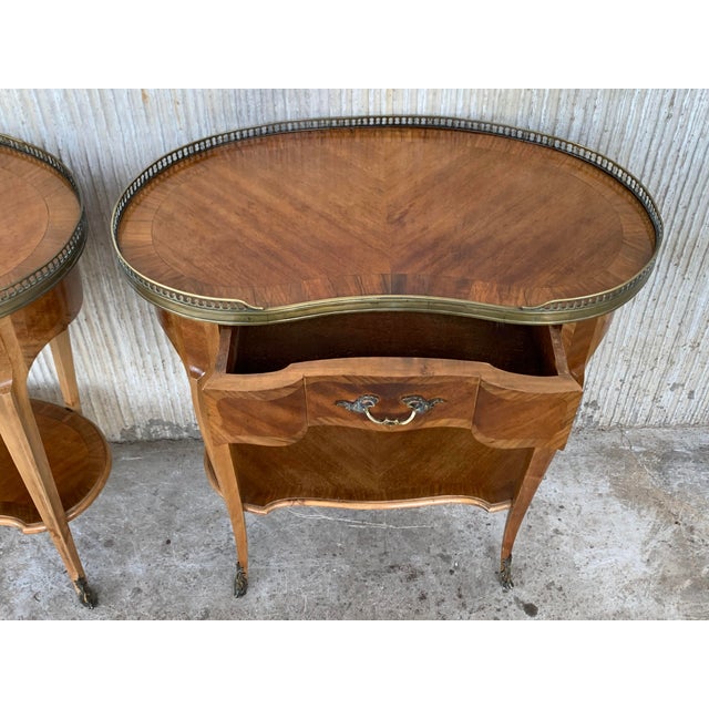 Brown 1910s French Oak and Bronze Nightstands - a Pair For Sale - Image 8 of 13