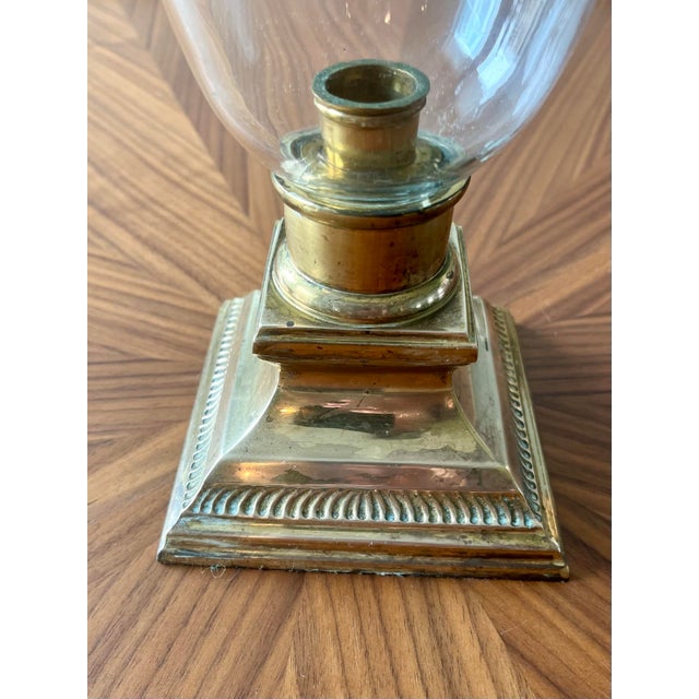Late 20th Century Late 20th Century Glass & Brass Hurricane Candle Holder For Sale - Image 5 of 8