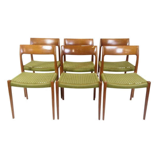 Model 77 Dining Chairs in Teak by Niels O. Møller, 1960s, Set of 6 For Sale