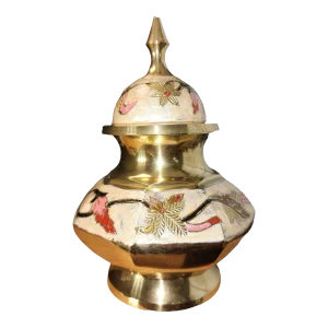 Mid Century Indian Enamelled Brass Ginger Jar