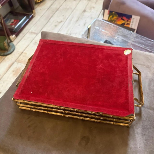 1970s Mid-Century Modern Bamboo Effect Brass and Lacquered Wood Italian Tray For Sale - Image 12 of 15