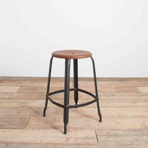 Brown Vintage French Industrial Nicolle Style Stool, 1950s For Sale - Image 8 of 8