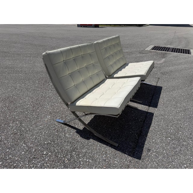 Mid 20th Century Barcelona Style Chairs in Stainless Steel and Leather Heavy Weight For Sale - Image 10 of 12