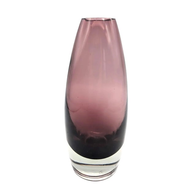 Offered is a hand-blown "Model 1365" amethyst colored glass vase designed by Tamara Aladin for Riihimäki / Riihimäen Lasi...