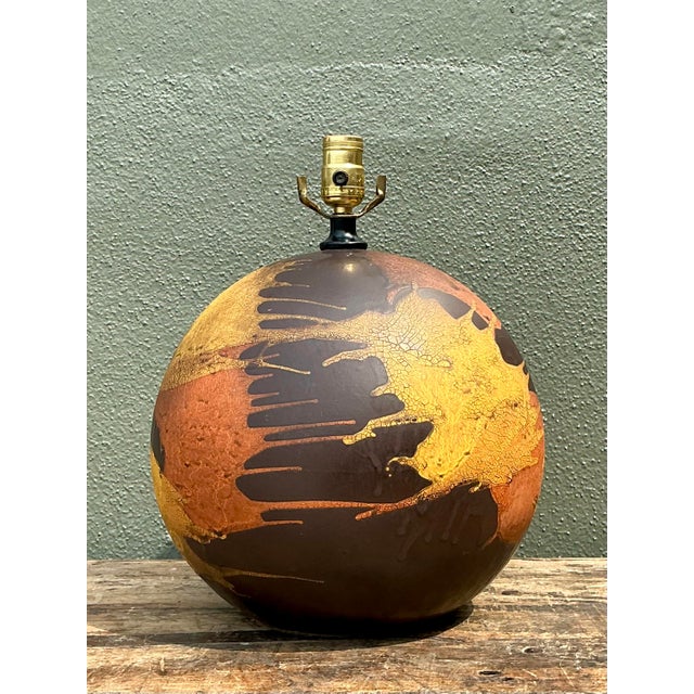 Mid-Century Modern Vintage Royal Haeger “Earth Wrap” Glazed Ceramic Lamp For Sale - Image 3 of 12