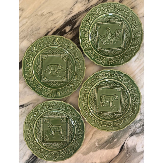 Early 21st Century Bordallo Pinheiro Made in Portugal Farm Animal Plates Set of 4 For Sale - Image 5 of 12