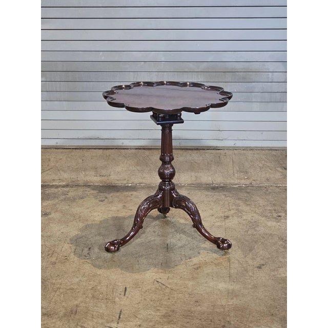 Store Item: Baker Stately Home Chippendale Mahogany Pie Crust Table Claw and Ball Feet Description: A very fine...