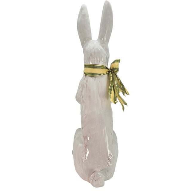 Large White Rabbit Statement Animal Sculpture Earth Needs California Glazed Terracotta Statue 27.5" For Sale - Image 11 of 17