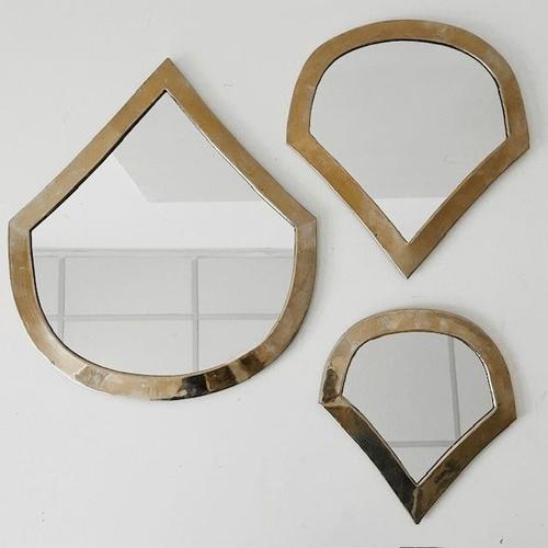 Goldenrod Moroccan Brass Water Drop Mirrors, Set of 3 For Sale - Image 8 of 8