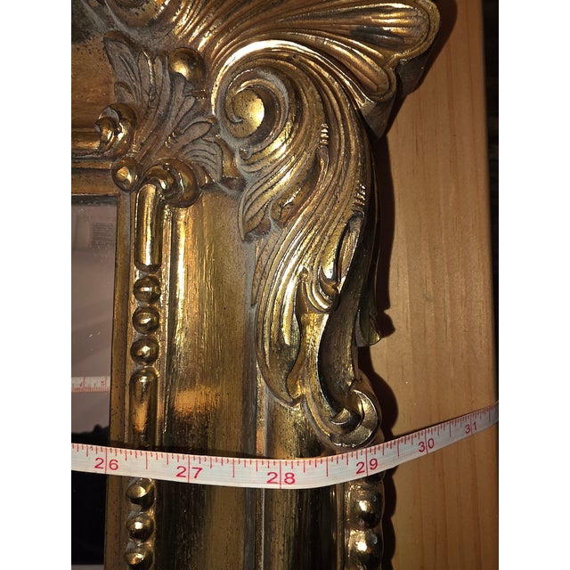 1950s 1950s French Style Golden Ornate Wall Regal Mirror For Sale - Image 5 of 5