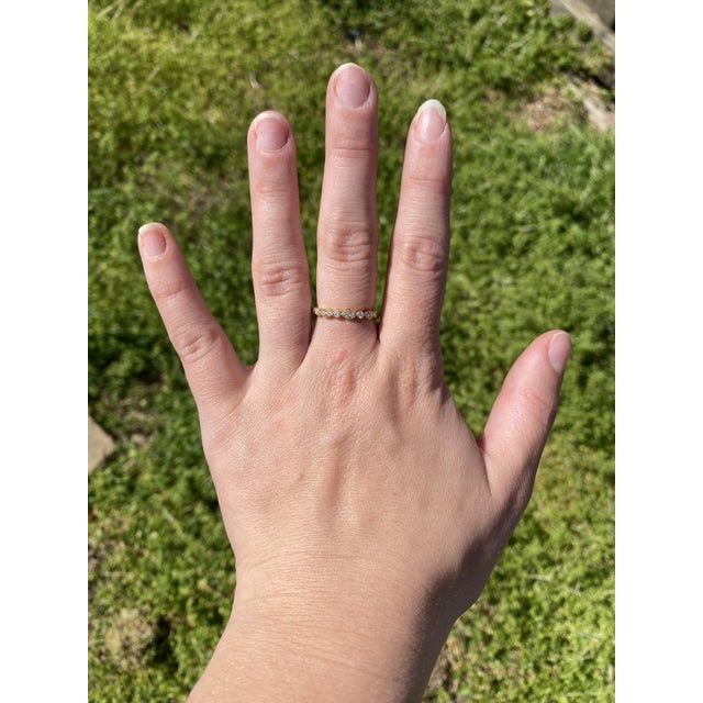 Early 21st Century Thin .18ctw Diamond Band Ring, 14k Yellow Gold, Ring Size 7.75 For Sale - Image 5 of 5