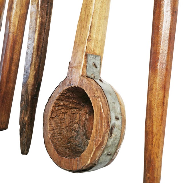 Mid 20th Century Vintage Indian Rustic Carved Wood Spoon For Sale - Image 5 of 6
