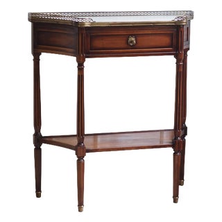 French Louis XVI Style Mahogany Console Table with Marble Top, 1890s For Sale