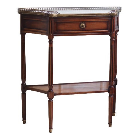 French Louis XVI Style Mahogany Console Table with Marble Top, 1890s For Sale