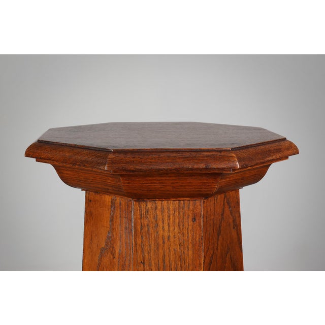 Art Deco French Octagonal Oak Pedestal, 1920s For Sale - Image 3 of 13