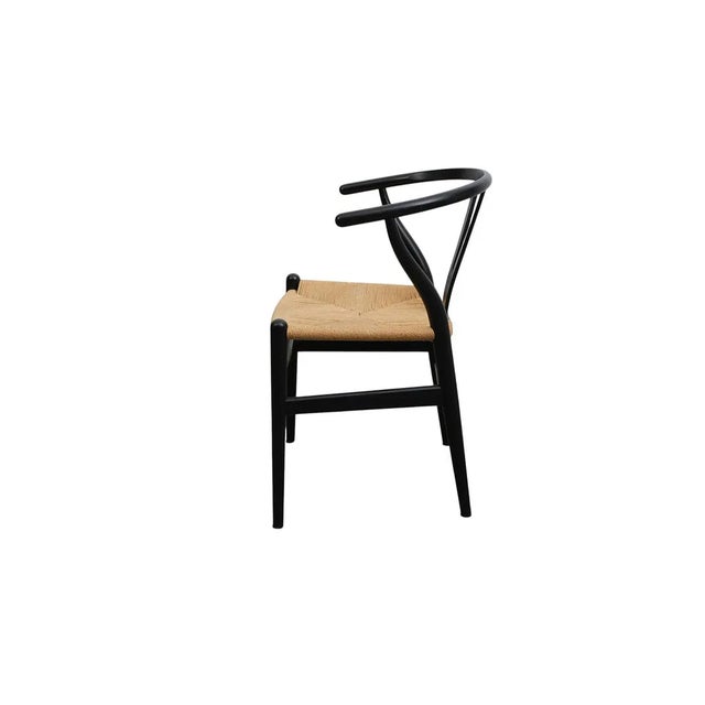 Mid-Century Modern 6 Carl Hansen Black "Wishbone" Chairs With Rush Seats, Design by Hans Wegner, For Sale - Image 3 of 9