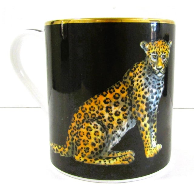 1980s Halcyon Days Magnificent Wildlife Two Tiger and Two Twin Leopard Mugs - Set of Four For Sale - Image 16 of 18