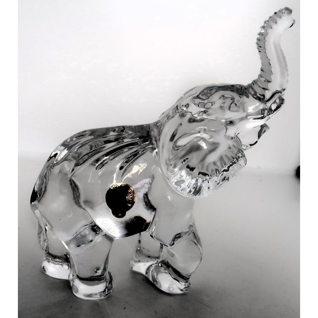 Art Deco Waterford (Ireland) - Beautiful Solid Crystal Elephant With Trunk Up - 7 Inches Tall. For Sale - Image 3 of 9