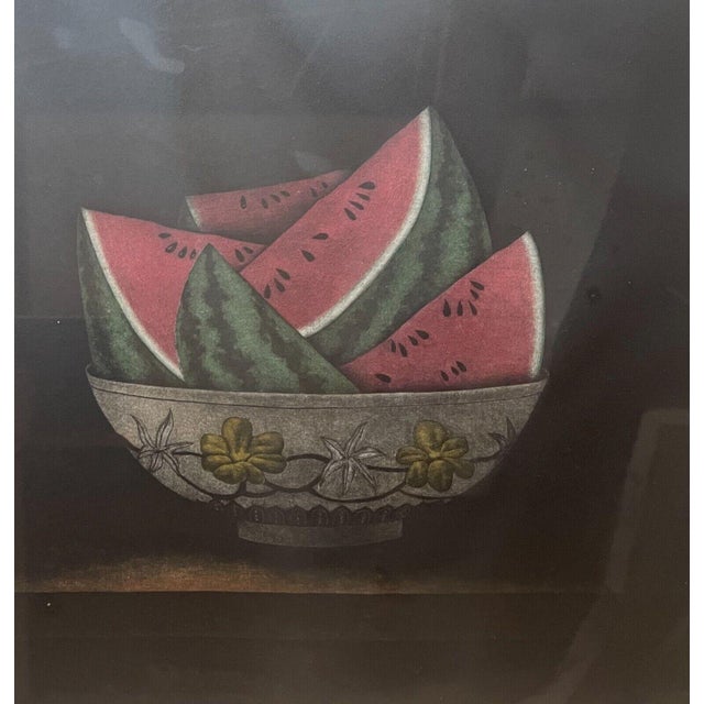 Red Original Tomoe Yokoi 'watermelon in a Bowl' Still Life Signed Ltd Ed Mezzotint For Sale - Image 8 of 11