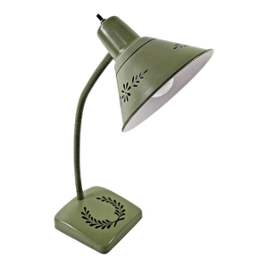 Vintage Mid-Century Modern Keystone Lamp Co. Laurel Leaf Sage Green Desk Lamp