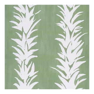 Schumacher x BACKDROP White Lotus Wallpaper in Soft Green For Sale
