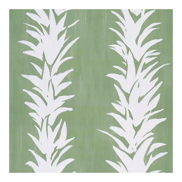 Schumacher x BACKDROP White Lotus Wallpaper in Soft Green For Sale