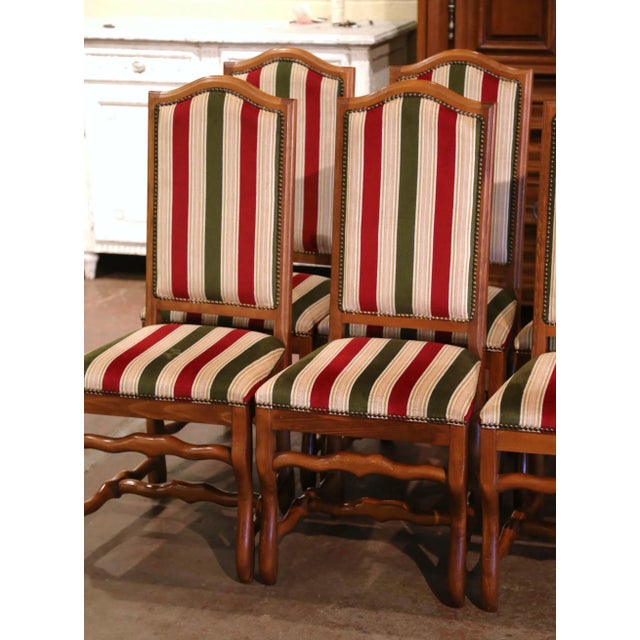 Set of Six French Louis XIII Style Beech Dining Chairs With Os De Mouton For Sale - Image 4 of 13