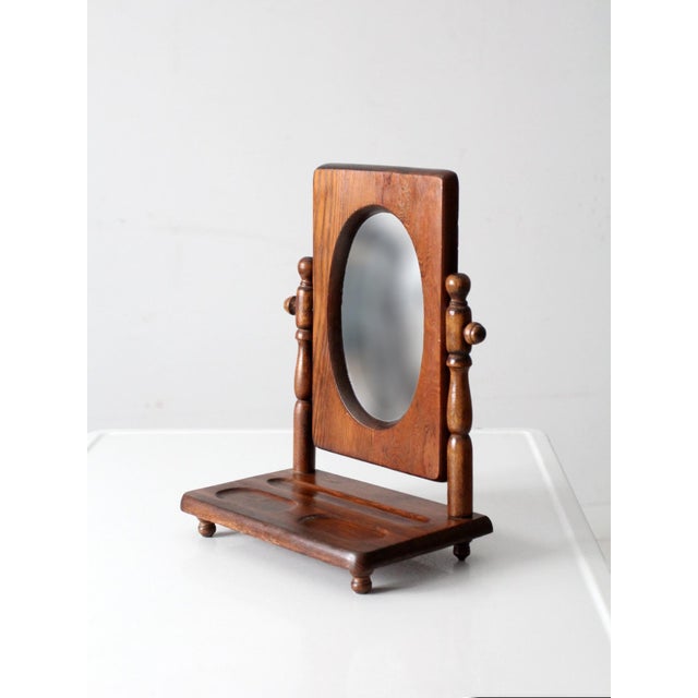 Brown Antique Wooden Vanity Mirror For Sale - Image 8 of 11