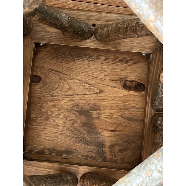 1980s Adirondack / Folk Art Theme, Rustic Log Accent Table, Cabin Lodge Log & Twig Side Table. White Pine & Birch For Sale - Image 9 of 12