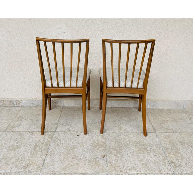 Mid-Century Modern Vintage Scandinavian Chairs in Wood and Fabric, 1960s, Set of 2 For Sale - Image 3 of 11