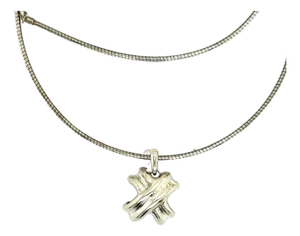 1990s Tiffany & Co Estate X Signature Necklace Sterling Silver