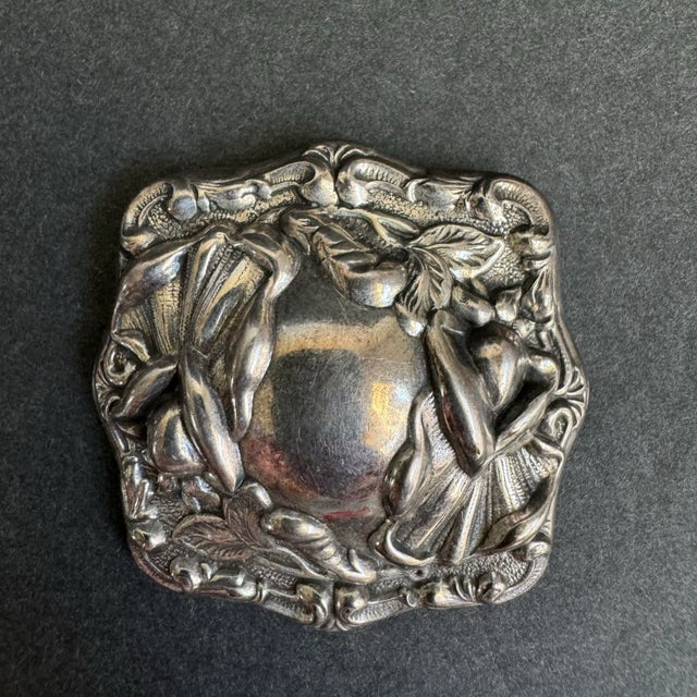 Early 20th Century Art Nouveau Sterling Silver Brooch Ornate Square Pin Vintage Antique Estate Jewelry For Sale - Image 5 of 11