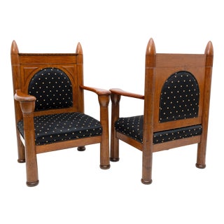 Art Deco Amsterdam School Armchairs in Oak, 1920s, Set of 2 For Sale