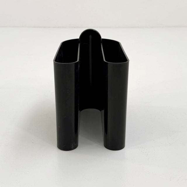 Space Age Black Magazine Rack by Rodolfo Bonetto for Bilumen, 1970s, in Good conditions. Designed 1970 to 1979 This piece...