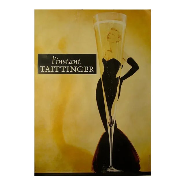 1988 French Contemporary Vintage Poster, l'Instant Taittinger (Grace Kelly) For Sale