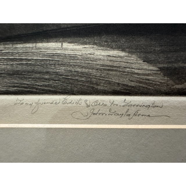 American John Taylor Arms Ww2 Etching Us Navy Battleship at Shipyard Signed 1944 For Sale - Image 3 of 8