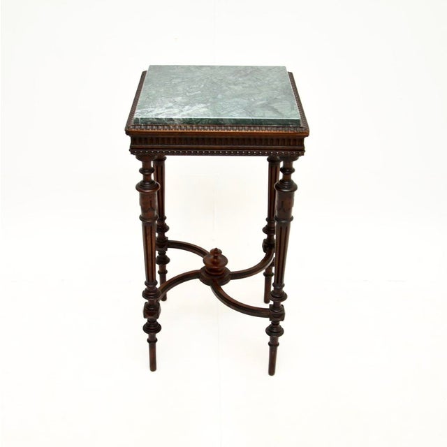 A wonderful antique French marble top side table, dating from around the 1890-1900 period. It is of very fine quality,...