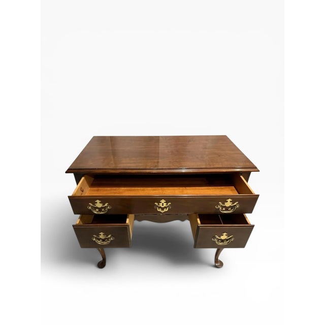1980s Drexel Queen Anne Style Walnut Lowboy Chest For Sale - Image 5 of 12