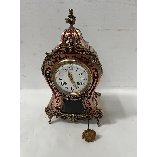 Brown Napoleon III Cartel Clock in Boulle-Style Marquetry, 19th Century For Sale - Image 8 of 18