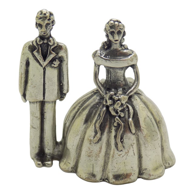 Vintage Italian Silver 800 Bride and Groom Figurine, 1970s For Sale