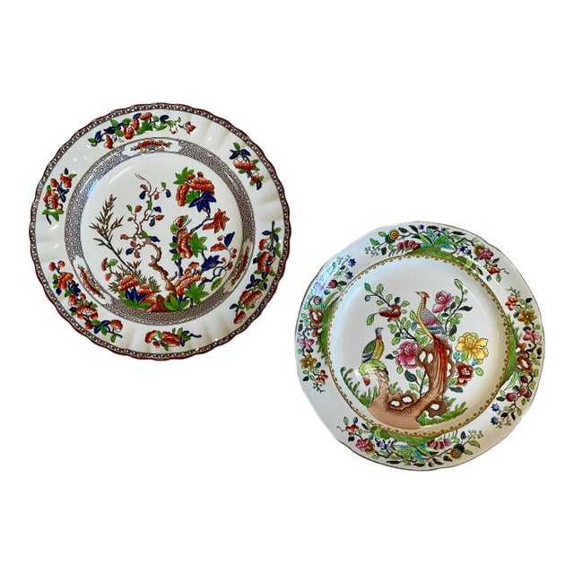 19th C. English Copeland Spode Chinoiserie Cabinet Plates, a Pair For Sale