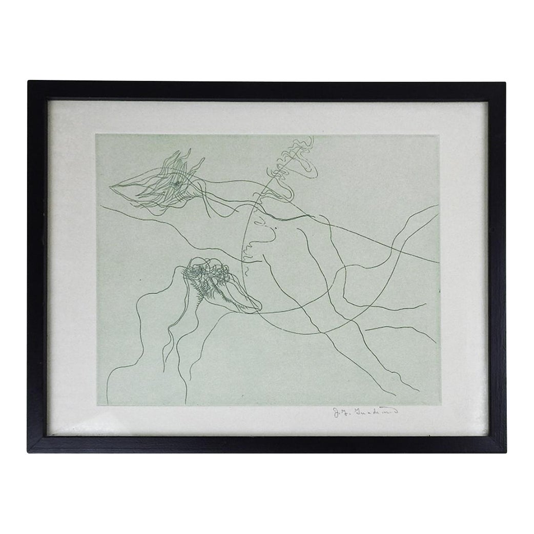 Late 20th Century Jose Guadalupe Guadiana Abstract Nude Etching Chairish