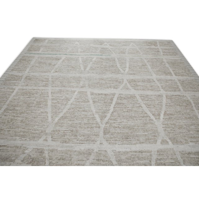 Taupe 21st Century Modern Moroccan Style Wool Rug 9'7" X 14'2" For Sale - Image 4 of 7