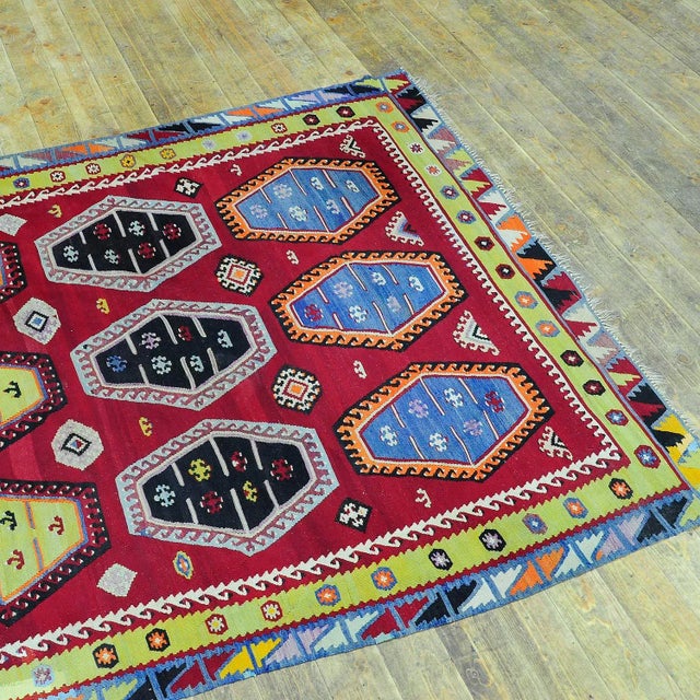 Antique Colorful Turkish Sarkisla Kilim Rug Ca. 1930 For Sale - Image 4 of 10