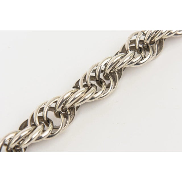 Silver Vintage Sterling Silver Italian Hallmarked Twisted Chain Link Sculptural Collar Necklace For Sale - Image 8 of 12