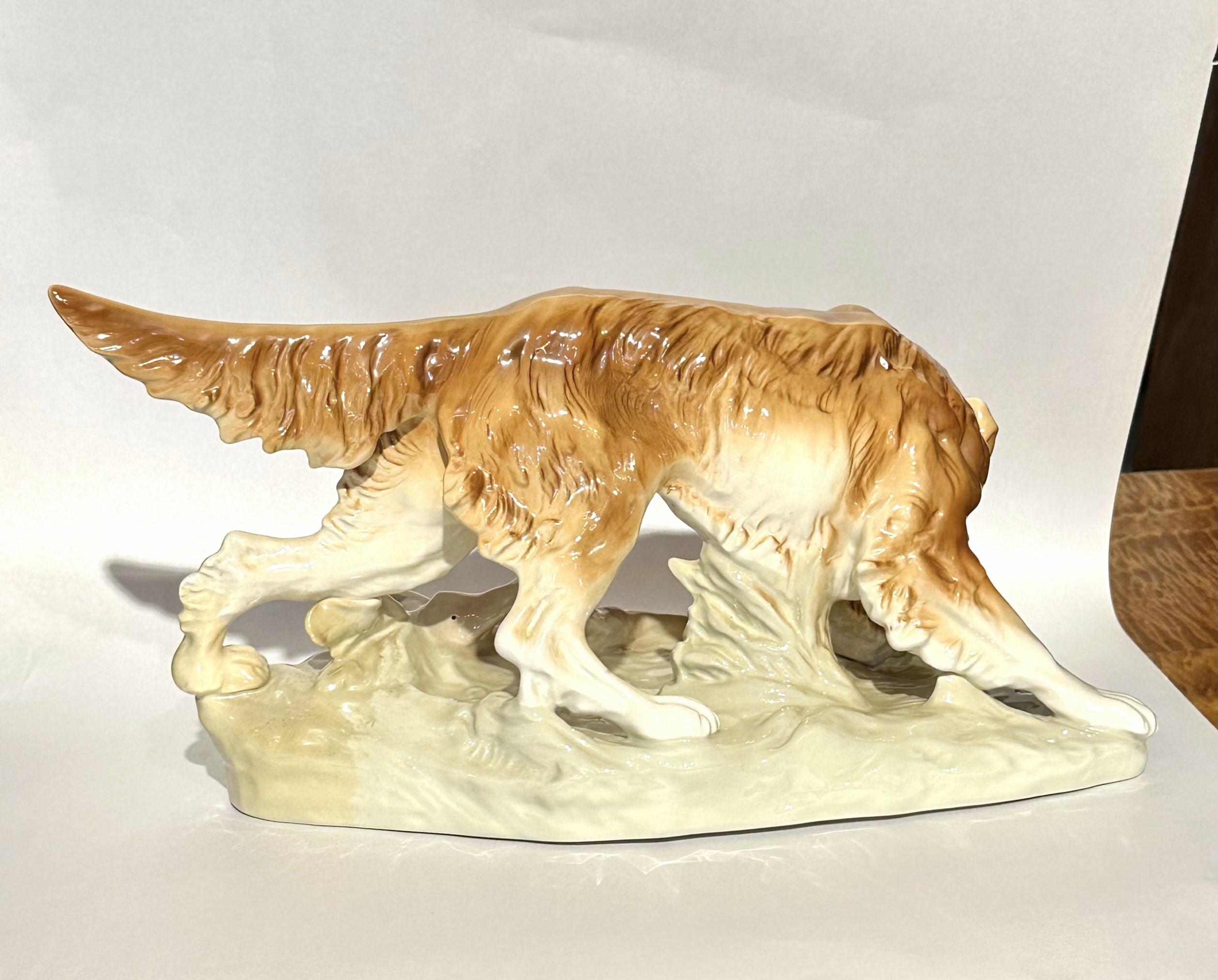 アンティーク雑貨  Dux Hunting Dogs Figurine Antique Royal Dux Figure Of Hunting Dog With Game