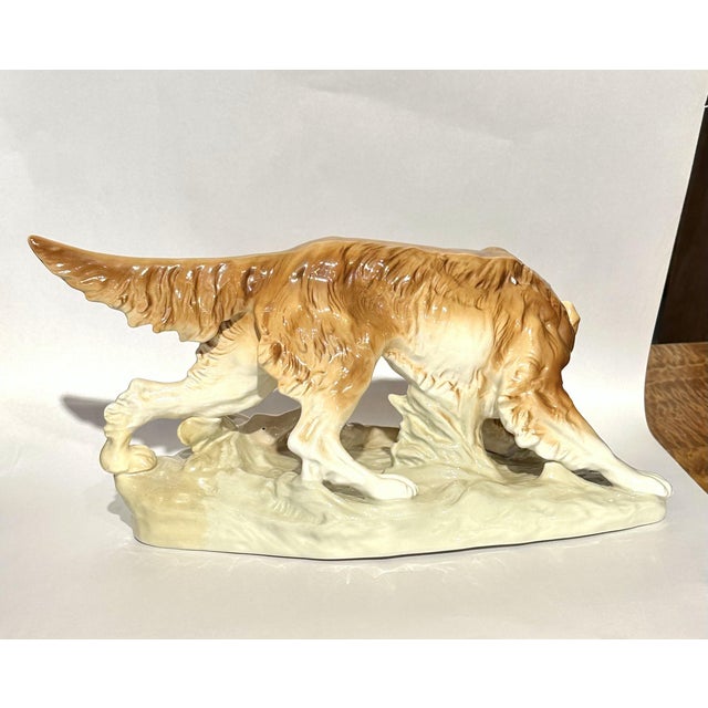Large Mid 20th Century Royal Dux Porcelain Hunting Dog With