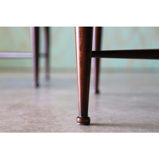 Tan Edward Wormley for Dunbar Brown Leather Thebes Stools, 1950s - A Pair For Sale - Image 8 of 15