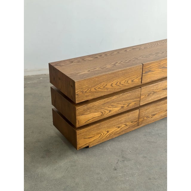 1990s Post Modern Oak - Nine Drawer Dresser For Sale - Image 10 of 13